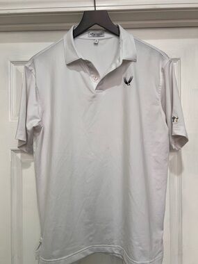 Peter Millar White Men's Polo with Subtle Navy Logo